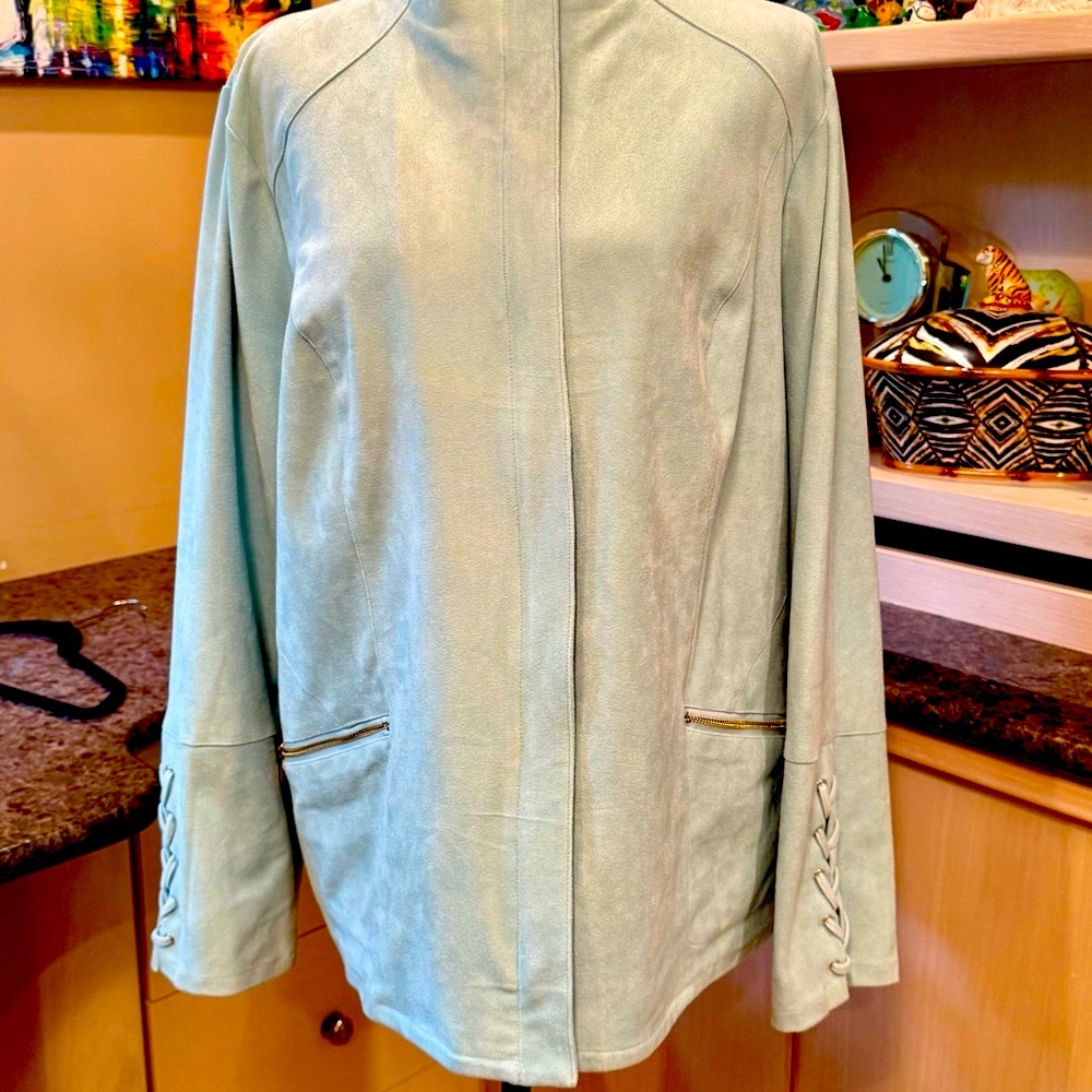 Chico's Soft Blue Vegan Suede Jacket